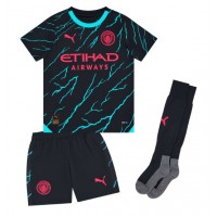 Fotbalové Dres Manchester City Jeremy Doku #11 Dětské Alternativní 2023-24 Krátký Rukáv (+ trenýrky)
